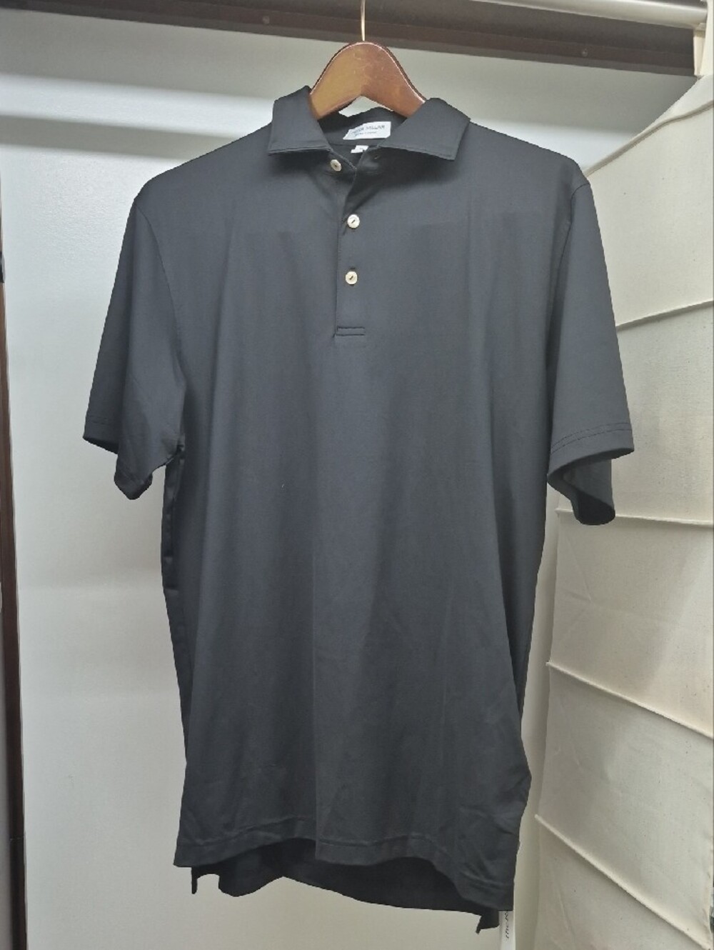 Peter Millar Black Performance Polo with Button Placket